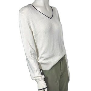 👔🍁 REISS Ivory Viscose Knit Sweater | Preppy Fall Country Club Essential, Size L